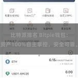 比特派排名 Bitpie钱包：资产100%自主掌控，安全可靠。