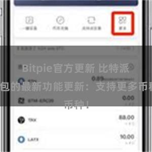 Bitpie官方更新 比特派钱包的最新功能更新：支持更多币种！